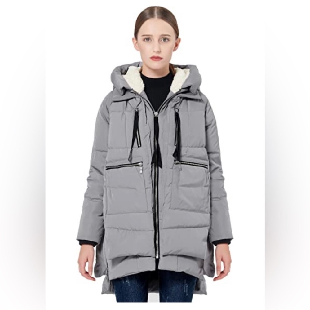 Orolay Down Puffer Jacket Quilted Longline Winter Jacket Gray Women’s Small NEW